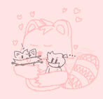 wip of tabuki hugging his friends, marilyn and banddy