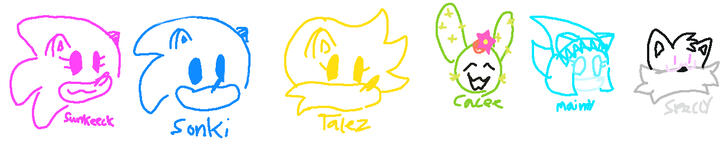 collection of my friends ocs' heads drawn in ibispaint