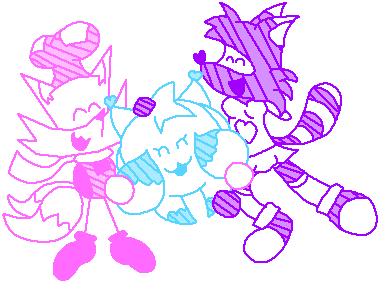 "We're 🩷💙💜 HEROES!!!!!" Edit of Sketchykun's Art now featuring Rosie (oc by Rosie) (Right)!!! by Sketchykun