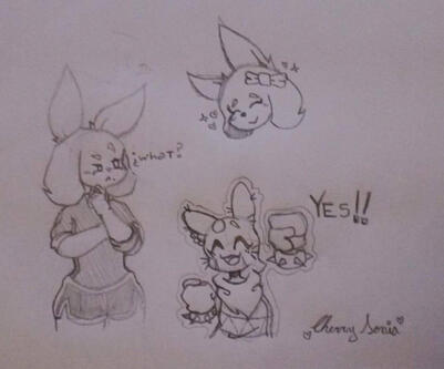 Super adorable art of Rynchan and (Lightdasher's) Cacee by CherrySønia!!!