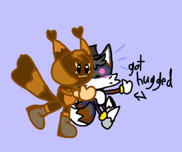 Really cute art of Rynkun hugging Robofoxie by Robofox!!!