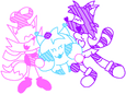 &quot;We&#39;re 🩷💙💜 HEROES!!!!!&quot; Edit of Sketchykun&#39;s Art now featuring Rosie (oc by Rosie) (Right)!!! by Sketchykun