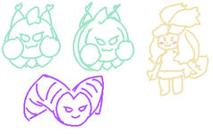 head doodles of rynkun, nights and Isabelle