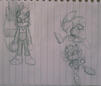 practice sketches of tangle and sonic
